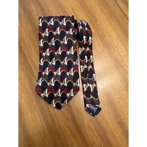 Vintage 90s Valentino Pietro Silk Tie Italy 4” Wide Art Deco Geometric Luxury